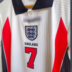 England David Beckham #7 Retro Long Sleeve Jersey – Classic White Edition