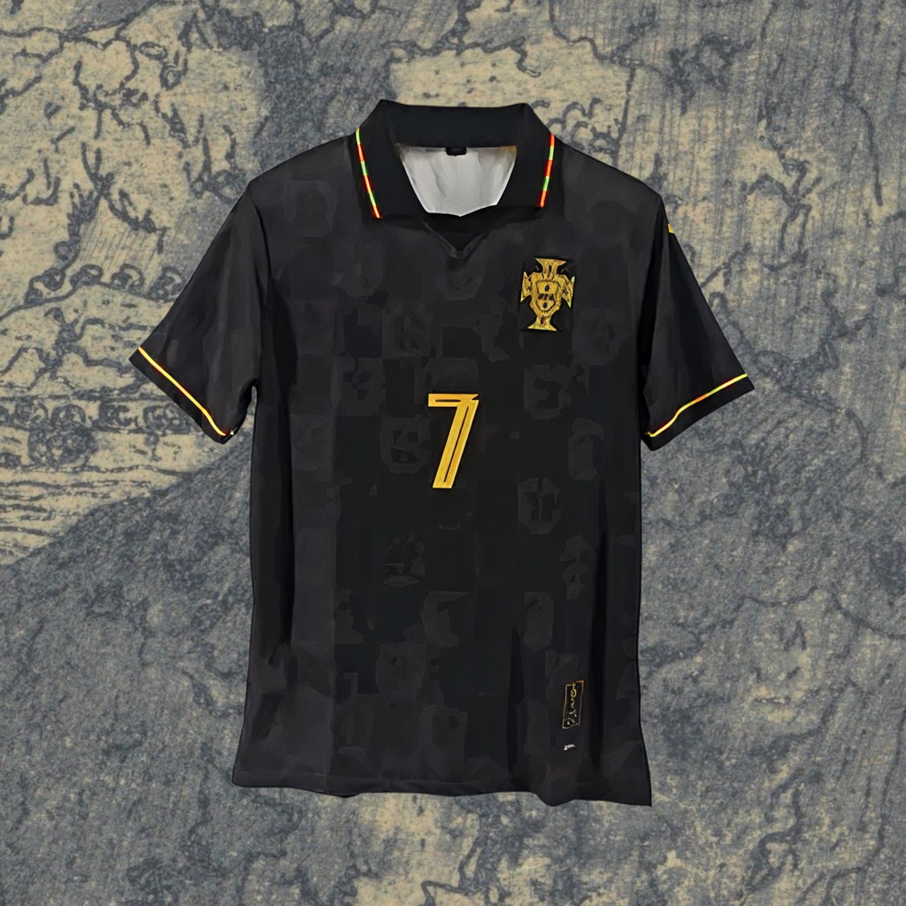 Cristiano Ronaldo #7 Portugal Black Panther Jersey – Black & Gold Limited Edition