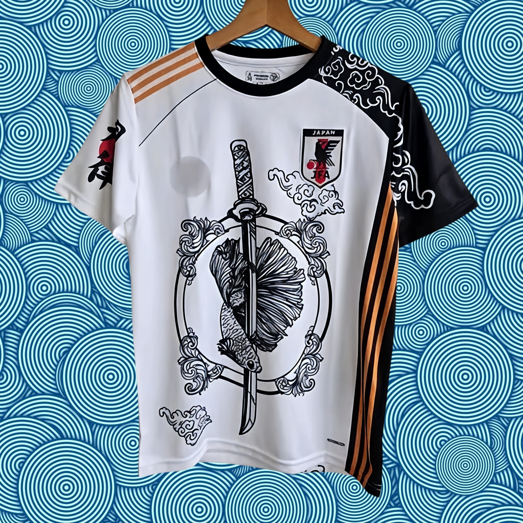 Tsubasa Japanese Dragon Graphic Performance T-Shirt – Samurai Sword & Koi Design ⚔️🐉