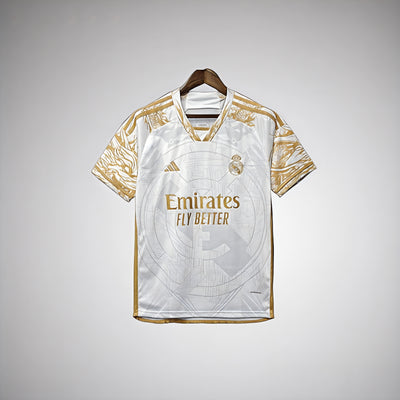 Real Madrid Jersey – White & Gold Edition ⚪✨