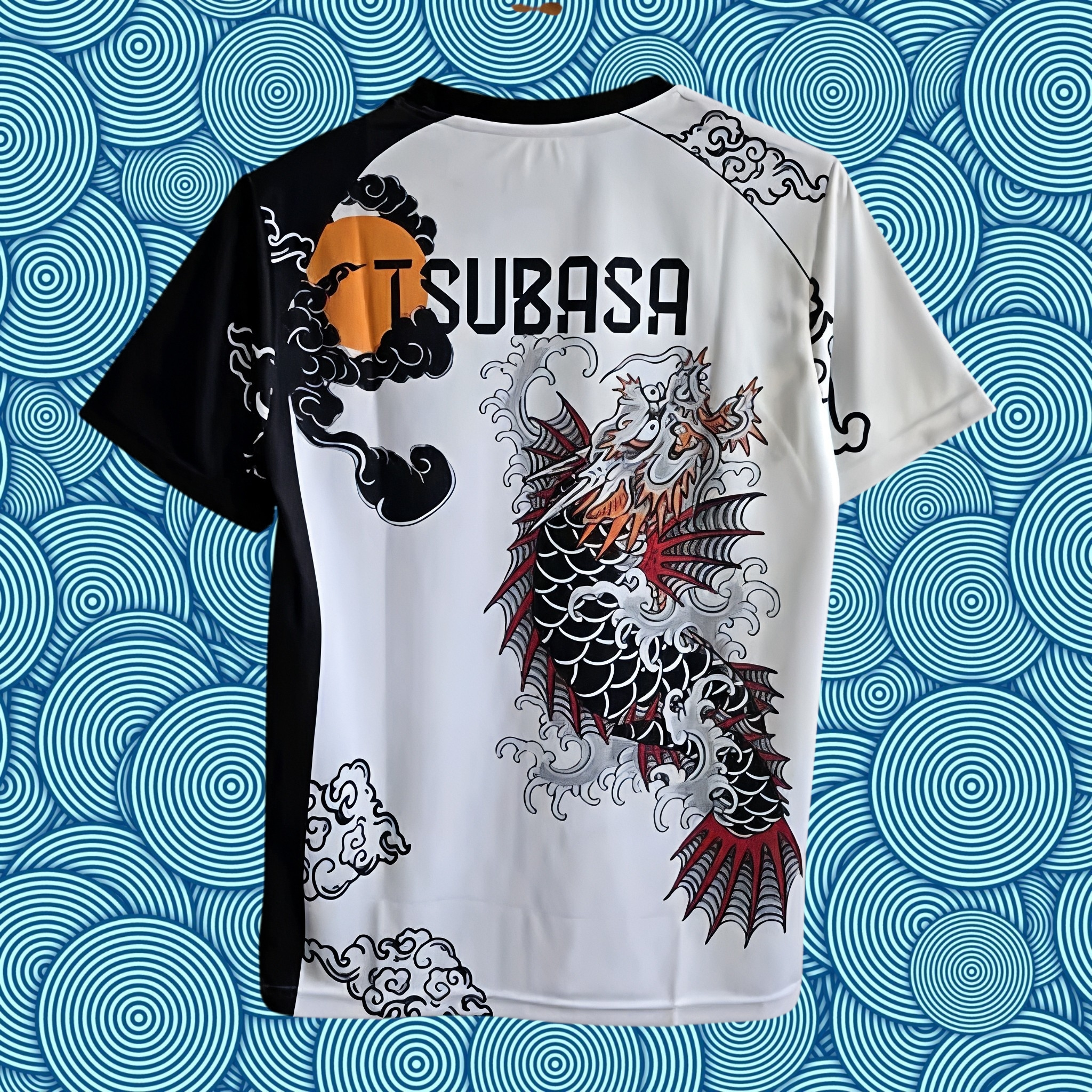 Tsubasa Japanese Dragon Graphic Performance T-Shirt – Samurai Sword & Koi Design ⚔️🐉