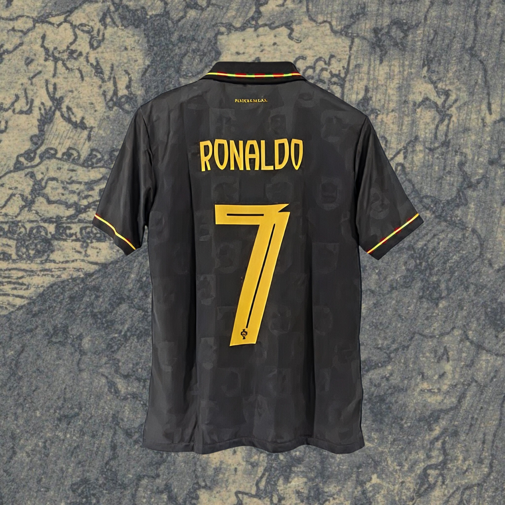 Cristiano Ronaldo #7 Portugal Black Panther Jersey – Black & Gold Limited Edition