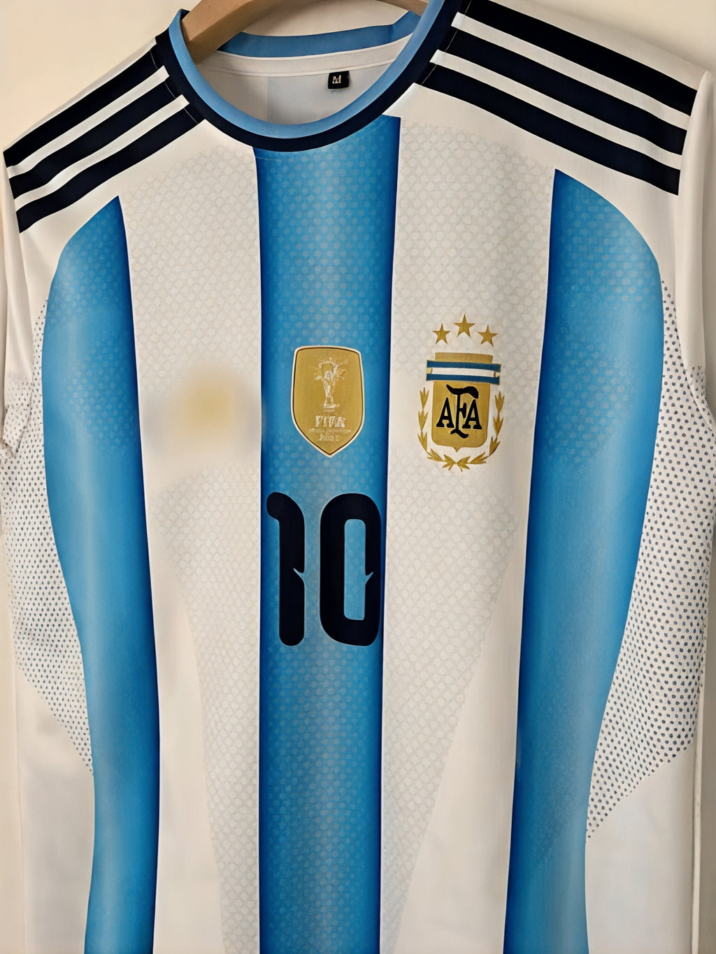 Argentina Messi #10 Home Football Jersey – 3 Stars World Cup Edition